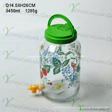 3000ml Big Glass Jar com torneira plástico Handle Lid